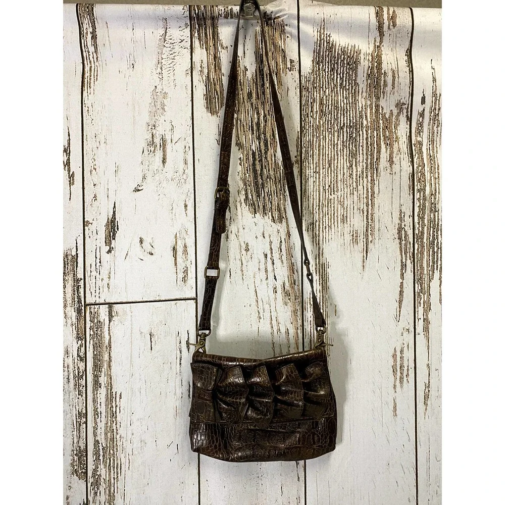 Jessica Simpson Brown Faux Crocodile Print Purse